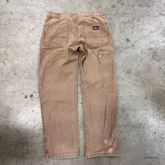 Dickies Vintage Khaki Back Pockets Tool Pocket Relaxed Fit Work Pants 34X30 - Picture 1 of 5